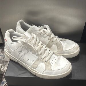 On Running White Sneakers with Chunky Sole and Perforated Design